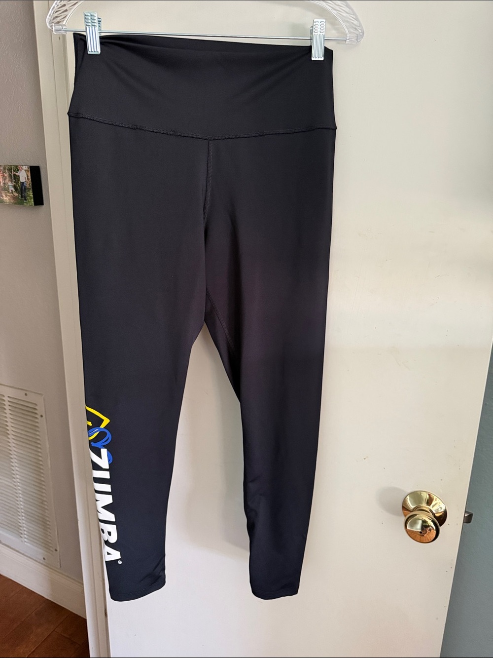 Zumba Fitness Black Leggings with Yellow & Blue Logo